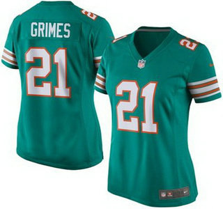 Women's Miami Dolphins #21 Brent Grimes Aqua Green Alternate 2015 NFL Nike Game Jersey