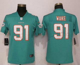 Women's Miami Dolphins #91 Cameron Wake Green 2017 Vapor Untouchable Stitched NFL Nike Limited Jersey