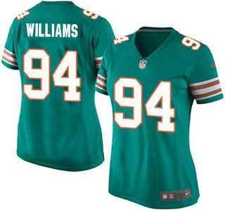 Women's Miami Dolphins #94 Mario Williams Aqua Green Alternate Game Jersey