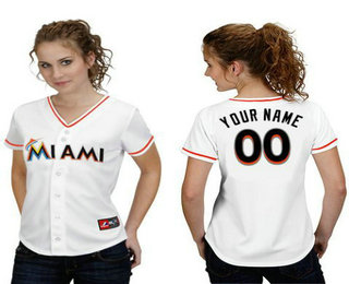 Women's Miami Marlins Home White Customized Jersey