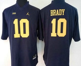 Women's Michigan Wolverines #10 Tom Brady Navy Blue Stitched College Football Brand Jordan NCAA Jersey