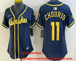 Women's Milwaukee Brewers #11 Jackson Chourio Navy Limited Jersey