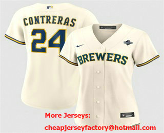 Women's Milwaukee Brewers #24 William Contreras Cream 2026 World Series Limited Stitched Jersey