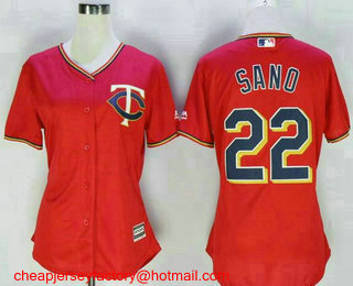 Women's Minnesota Twins #22 Miguel Sano Red Stitched MLB Cool Base Jersey