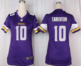 Women's Minnesota Vikings #10 Fran Tarkenton Purple Team Color Stitched NFL Nike Game Jersey