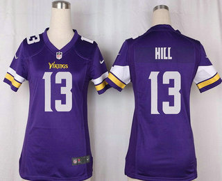 Women's Minnesota Vikings #13 Shaun Hill Purple Team Color Stitched NFL Nike Game Jersey