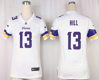 Women's Minnesota Vikings #13 Shaun Hill White Road Stitched NFL Nike Game Jersey