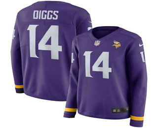 Women's Minnesota Vikings #14 Stefon Diggs Nike Purple Therma Long Sleeve Limited Jersey