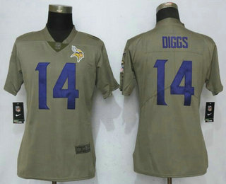 Women's Minnesota Vikings #14 Stefon Diggs Olive 2017 Salute To Service Stitched NFL Nike Limited Jersey