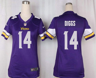 Women's Minnesota Vikings #14 Stefon Diggs Purple Team Color Stitched NFL Nike Game Jersey