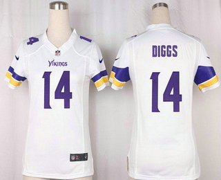 Women's Minnesota Vikings #14 Stefon Diggs White Road Stitched NFL Nike Game Jersey