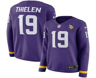 Women's Minnesota Vikings #19 Adam Thielen Nike Purple Therma Long Sleeve Limited Jersey