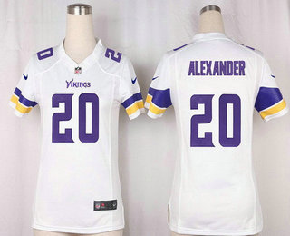 Women's Minnesota Vikings #20 Mackensie Alexander White Road Stitched NFL Nike Game Jersey
