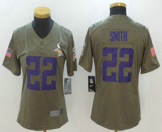 Women's Minnesota Vikings #22 Harrison Smith Olive 2017 Salute To Service Stitched NFL Nike Limited Jersey