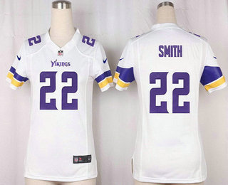 Women's Minnesota Vikings #22 Harrison Smith White Road Stitched NFL Nike Game Jersey