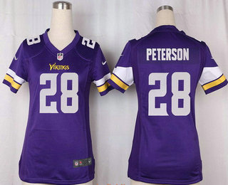 Women's Minnesota Vikings #28 Adrian Peterson Purple Team Color Stitched NFL Nike Game Jersey