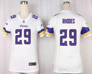 Women's Minnesota Vikings #29 Xavier Rhodes White Road Stitched NFL Nike Game Jersey