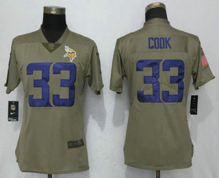 Women's Minnesota Vikings #33 Dalvin Cook Olive 2017 Salute To Service Stitched NFL Nike Limited Jersey