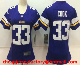Women's Minnesota Vikings #33 Dalvin Cook Purple 2017 Vapor Untouchable Stitched NFL Nike Limited Jersey