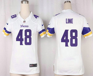 Women's Minnesota Vikings #48 Zach Line White Road Stitched NFL Nike Game Jersey