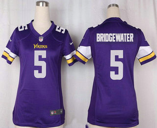 Women's Minnesota Vikings #5 Teddy Bridgewater Purple Team Color Stitched NFL Nike Game Jersey