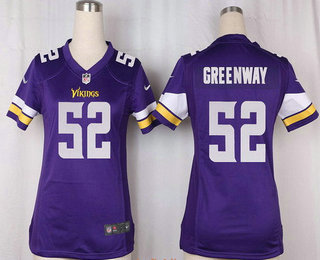Women's Minnesota Vikings #52 Chad Greenway Purple Team Color Stitched NFL Nike Game Jersey