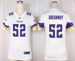 Women's Minnesota Vikings #52 Chad Greenway White Road Stitched NFL Nike Game Jersey
