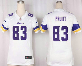 Women's Minnesota Vikings #83 MyCole Pruitt White Road Stitched NFL Nike Game Jersey