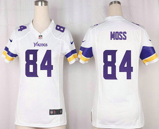 Women's Minnesota Vikings #84 Randy Moss White Road Stitched NFL Nike Game Jersey