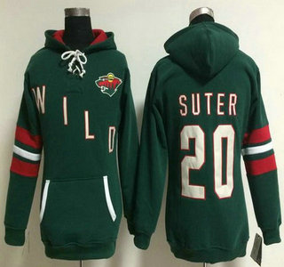 Women's Minnesota Wild #20 Ryan Suter Old Time Hockey Green Hoody