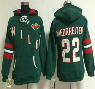 Women's Minnesota Wild #22 Nino Niederreiter Old Time Hockey Green Hoody