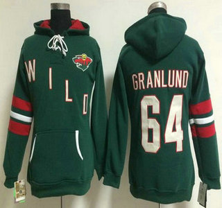 Women's Minnesota Wild #64 Mikael Granlund Old Time Hockey Green Hoody