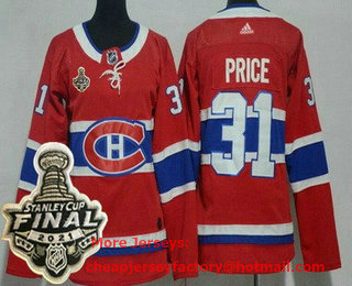 Women's Montreal Canadiens #31 Carey Price Red 2021 Stanley Cup Finals Authentic Jersey
