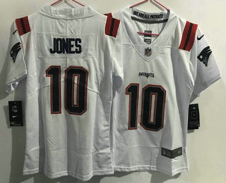 Women's New England Patriots #10 Mac Jones White 2021 NEW Vapor Untouchable Stitched NFL Nike Limited Jersey