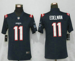 Women's New England Patriots #11 Julian Edelman Navy Blue 2020 Color Rush Stitched NFL Nike Limited Jersey