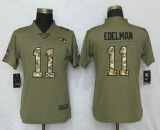 Women's New England Patriots #11 Julian Edelman Olive With Camo 2017 Salute To Service Stitched NFL Nike Limited Jersey