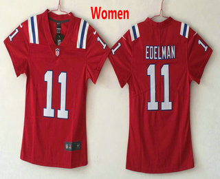 Women's New England Patriots #11 Julian Edelman Red 2017 Vapor Untouchable Stitched NFL Nike Limited Jersey