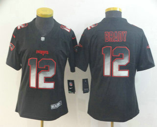 Women's New England Patriots #12 Tom Brady Black 2019 Vapor Smoke Fashion Stitched NFL Nike Limited Jersey