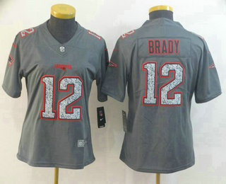 Women's New England Patriots #12 Tom Brady Gray Fashion Static 2019 Vapor Untouchable Stitched NFL Nike Limited Jersey