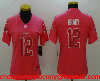 Women's New England Patriots #12 Tom Brady Pink Fashion 2017 Rush NFL Nike Limited Jersey