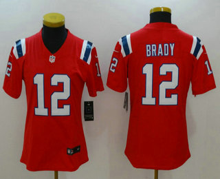 Women's New England Patriots #12 Tom Brady Red 2017 Vapor Untouchable Stitched NFL Nike Limited Jersey