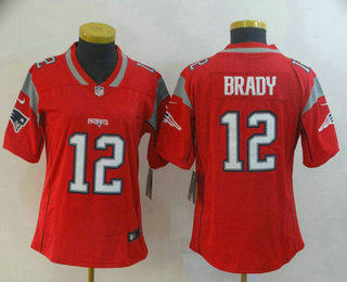 Women's New England Patriots #12 Tom Brady Red 2019 Inverted Legend Stitched NFL Nike Limited Jersey