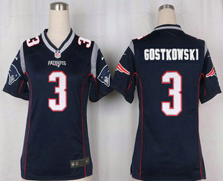 Women's New England Patriots #3 Stephen Gostkowski NEW Navy Blue Team Color Stitched NFL Nike Game Jersey