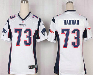 Women's New England Patriots #73 John Hannah NEW White Road Stitched NFL Nike Game Jersey