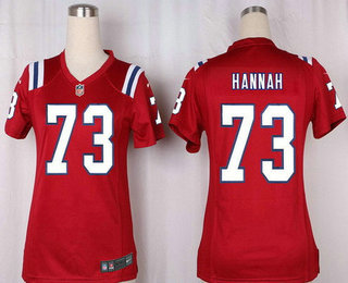 Women's New England Patriots #73 John Hannah Red Alternate Stitched NFL Nike Game Jersey