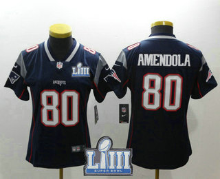 Women's New England Patriots #80 Danny Amendola Navy Blue 2019 Super Bowl LIII Patch Vapor Untouchable Stitched NFL Nike Limited Jersey