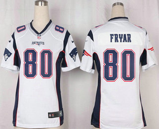 Women's New England Patriots #80 Irving Fryar NEW White Road Stitched NFL Nike Game Jersey