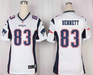 Women's New England Patriots #83 Bennet NEW White Road Stitched NFL Nike Game Jersey