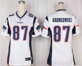 Women's New England Patriots #87 Rob Gronkowski NEW White Road Stitched NFL Nike Game Jersey