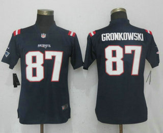 Women's New England Patriots #87 Rob Gronkowski Navy Blue 2016 Color Rush Stitched NFL Nike Limited Jersey
